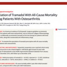 Tramadol Relacionado con Mortalidad en Pacientes con Osteoartritis