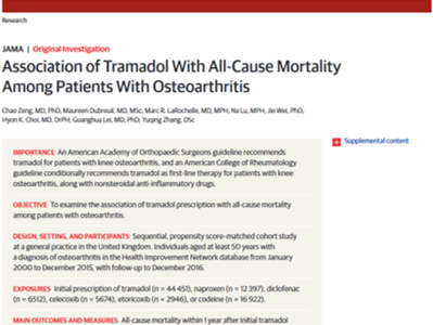 Tramadol Relacionado con Mortalidad en Pacientes con Osteoartritis Tramadol Relacionado con Mortalidad en Pacientes con Osteoartritis
